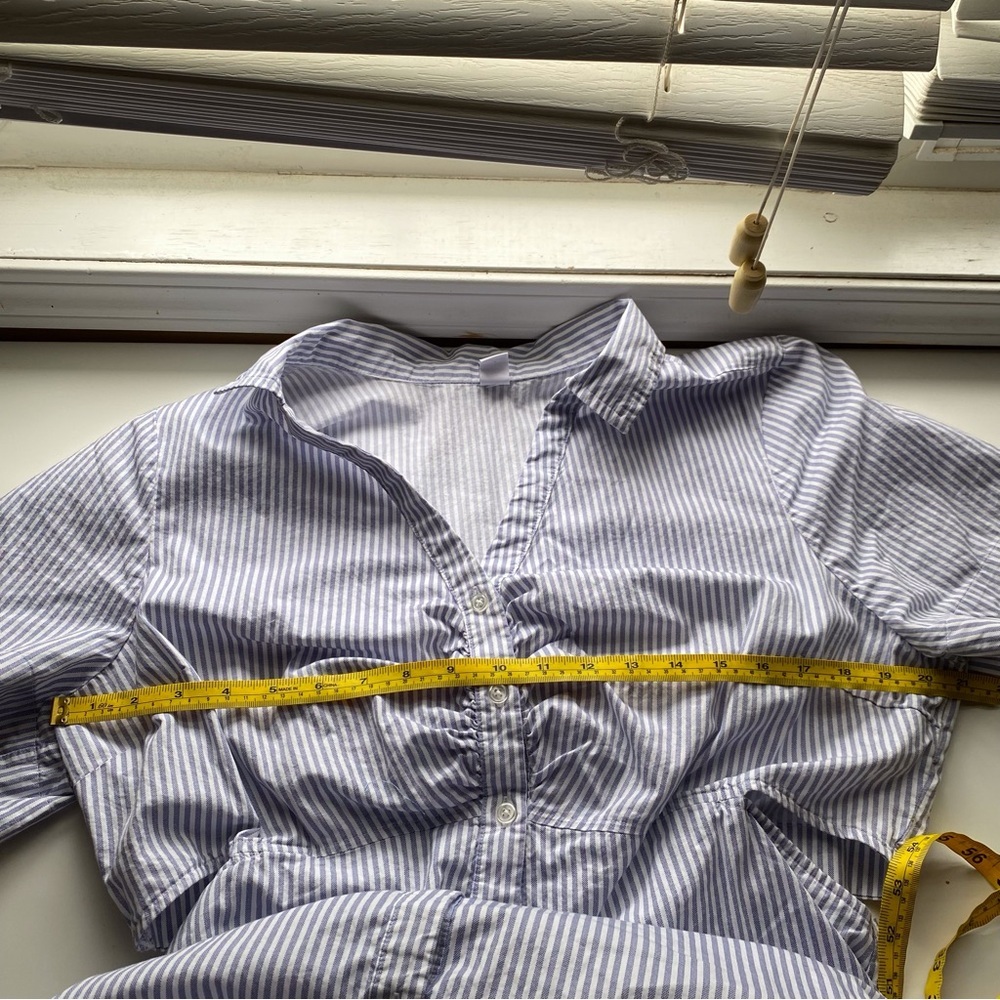 Old Navy Blue and White Striped Midi Shirt Dress with Side Cutout - Picture 10 of 14